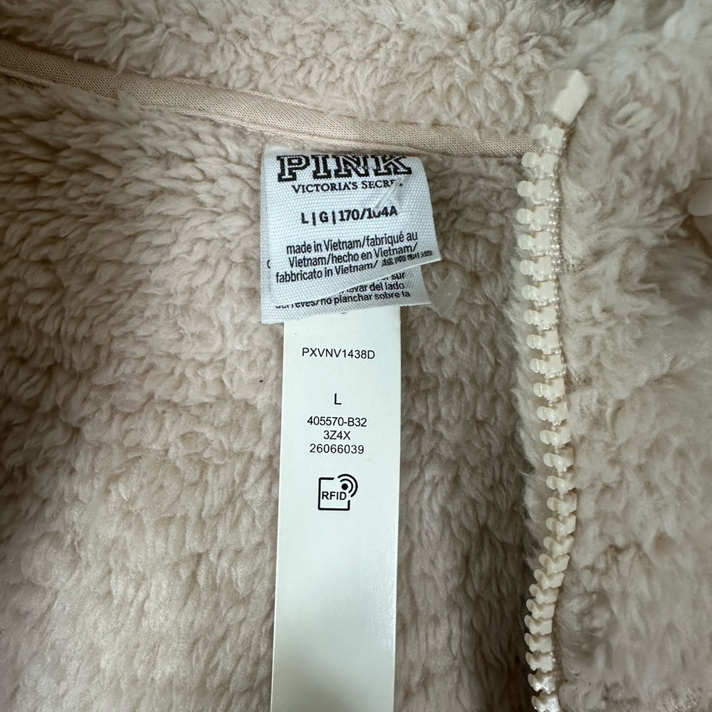 Pink By Victoria’s Secret Sherpa Teddy Hoodie Size Large New NWT - Picture 3 of 5